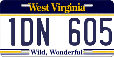 WV license plate 1DN605
