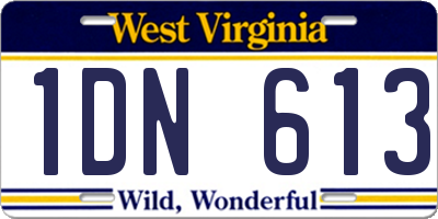 WV license plate 1DN613