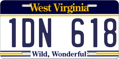 WV license plate 1DN618