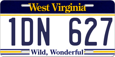 WV license plate 1DN627