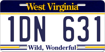 WV license plate 1DN631