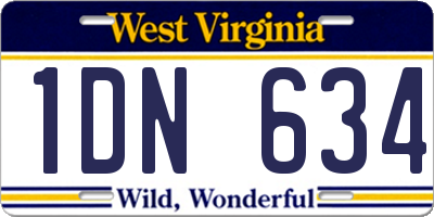 WV license plate 1DN634