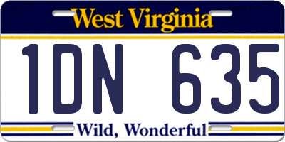 WV license plate 1DN635