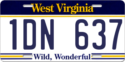 WV license plate 1DN637