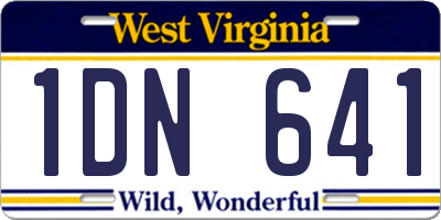 WV license plate 1DN641