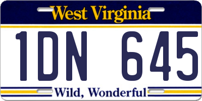 WV license plate 1DN645