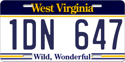 WV license plate 1DN647