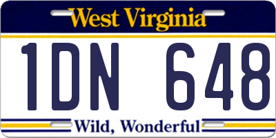WV license plate 1DN648
