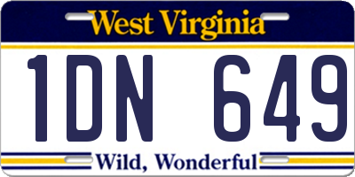 WV license plate 1DN649
