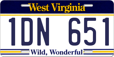 WV license plate 1DN651