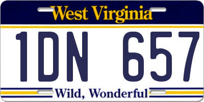 WV license plate 1DN657