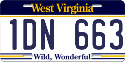 WV license plate 1DN663