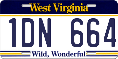 WV license plate 1DN664