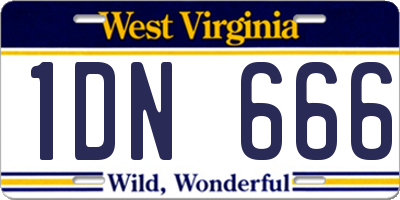 WV license plate 1DN666