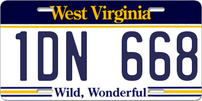 WV license plate 1DN668