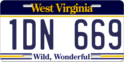 WV license plate 1DN669