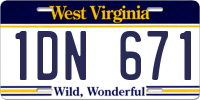 WV license plate 1DN671