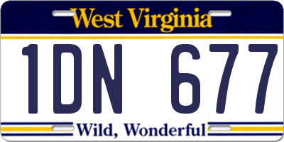 WV license plate 1DN677