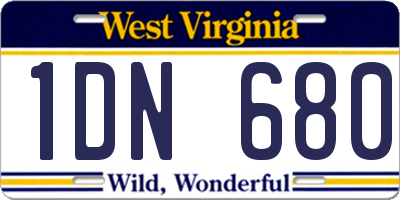 WV license plate 1DN680