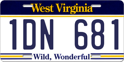 WV license plate 1DN681