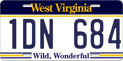 WV license plate 1DN684