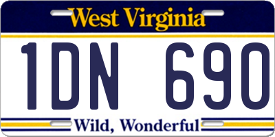 WV license plate 1DN690
