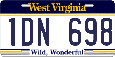 WV license plate 1DN698