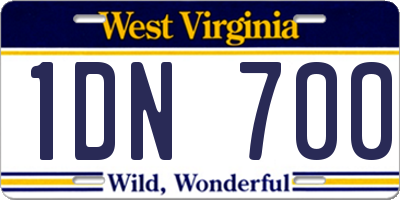WV license plate 1DN700