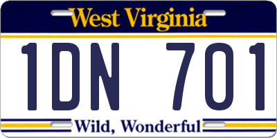 WV license plate 1DN701