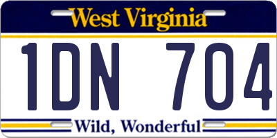 WV license plate 1DN704