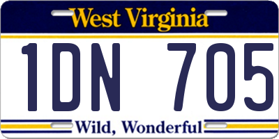 WV license plate 1DN705