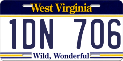WV license plate 1DN706
