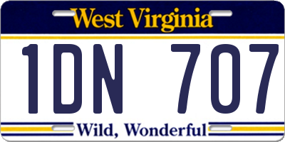 WV license plate 1DN707