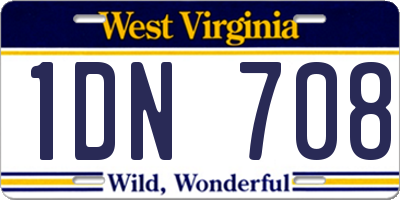 WV license plate 1DN708