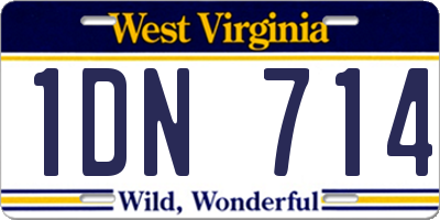 WV license plate 1DN714
