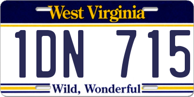 WV license plate 1DN715