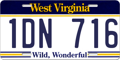 WV license plate 1DN716