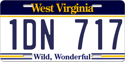 WV license plate 1DN717