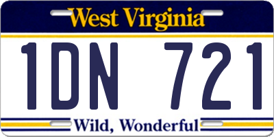 WV license plate 1DN721