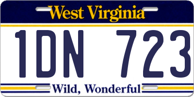 WV license plate 1DN723