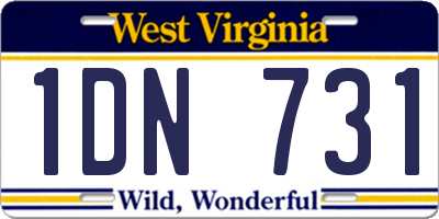 WV license plate 1DN731
