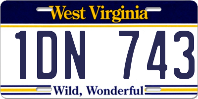 WV license plate 1DN743