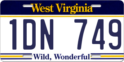WV license plate 1DN749