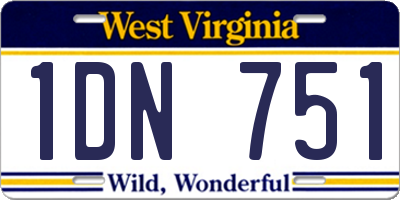 WV license plate 1DN751