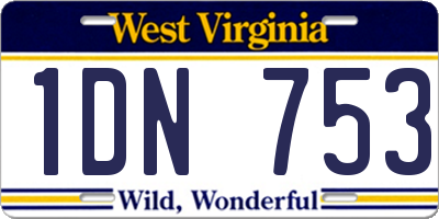 WV license plate 1DN753
