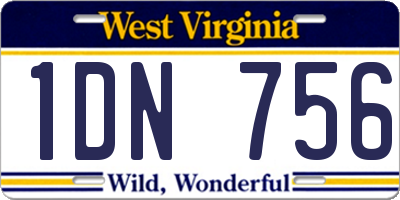WV license plate 1DN756