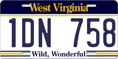 WV license plate 1DN758