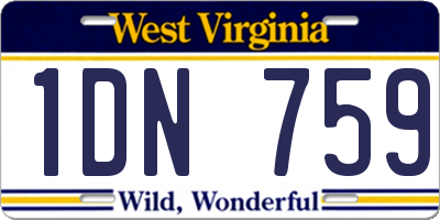 WV license plate 1DN759