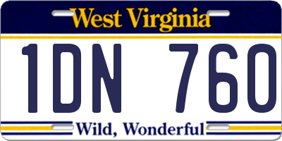 WV license plate 1DN760