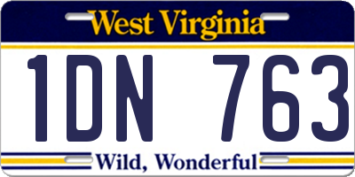 WV license plate 1DN763